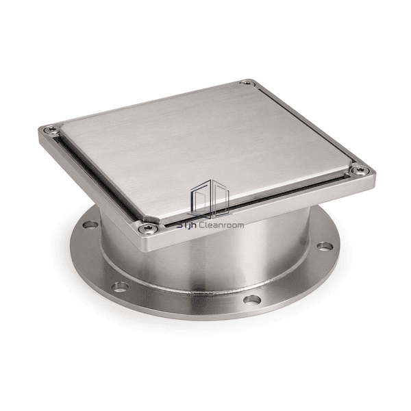 Horizontal presentation of the complete stainless cleanout cover and riser