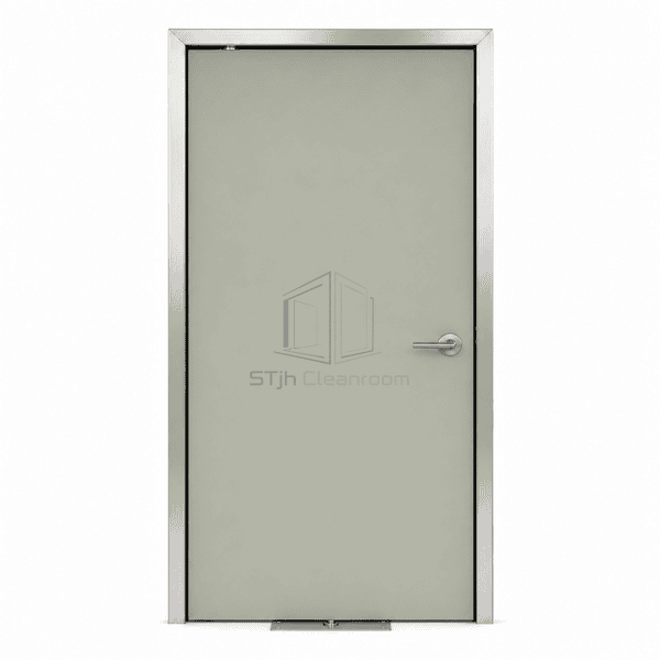 Cleanroom floor-spring door shown as a complete upright front elevation