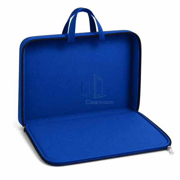 Cleanroom garment bag opened to show its single main compartment