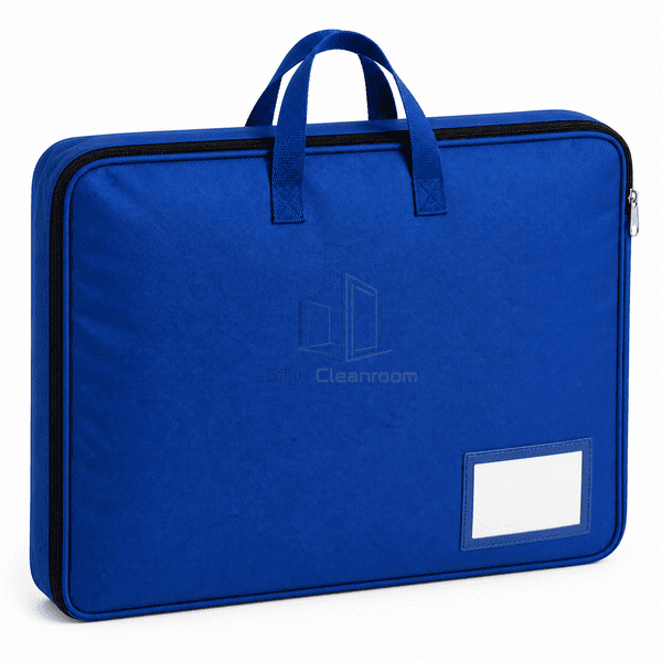 Complete garment bag highlighting reinforced handles and zipper path