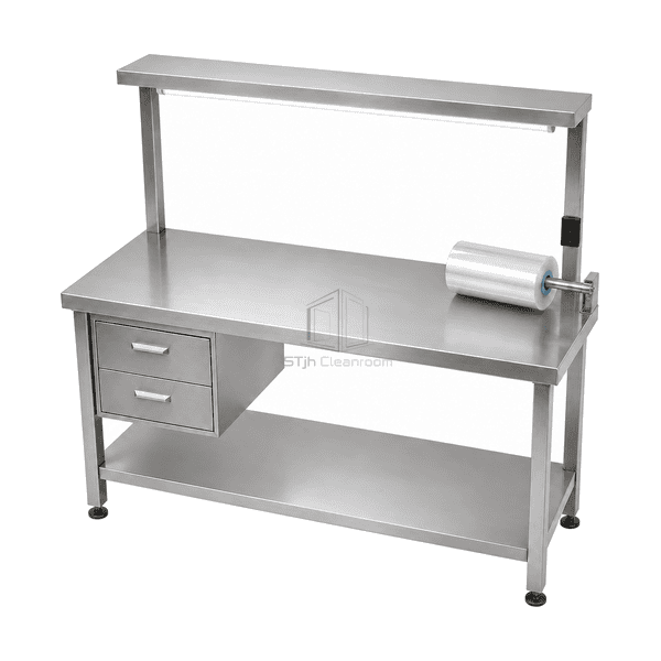Complete wide garment packing table horizontal view