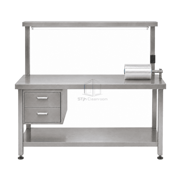 Stainless garment folding and packing table front view