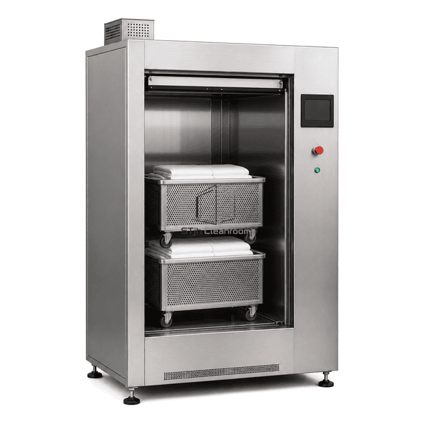 Garment sterilizer open chamber and textile rack