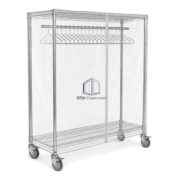 Garment transport cart in rear three-quarter perspective