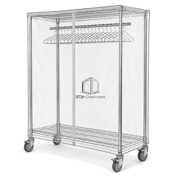 Covered garment transport cart side profile