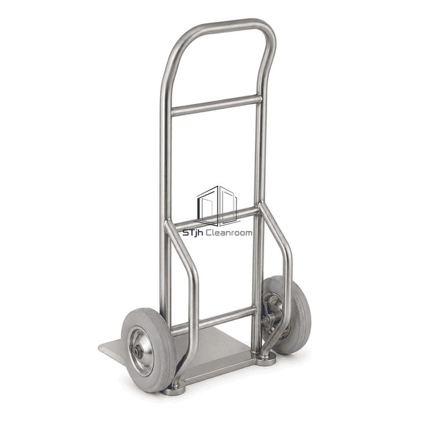 Cleanroom hand cart in an elevated reverse three-quarter view