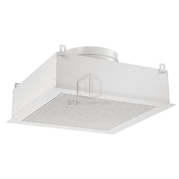 Complete rectangular cleanroom HEPA supply terminal with top duct connection