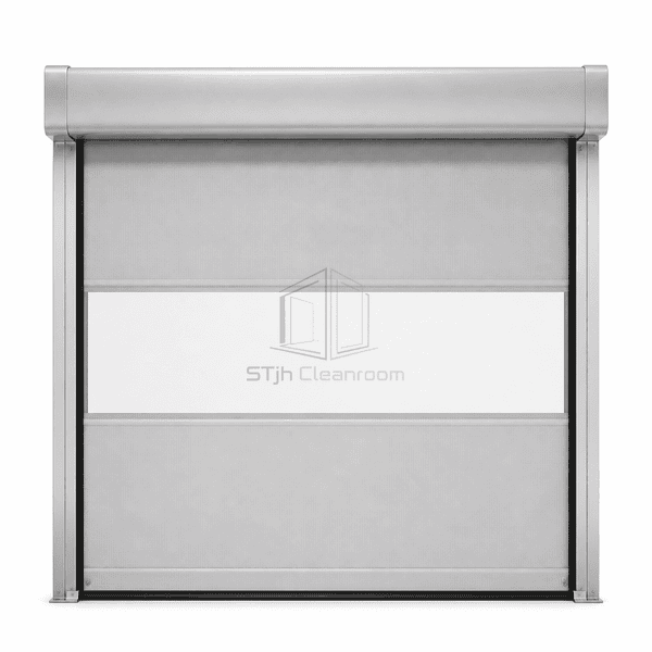 Cleanroom high-speed roll-up door shown as a full upright front elevation