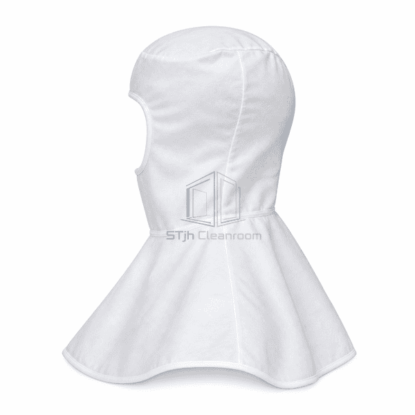 Cleanroom hood side profile showing crown depth and shoulder overlap