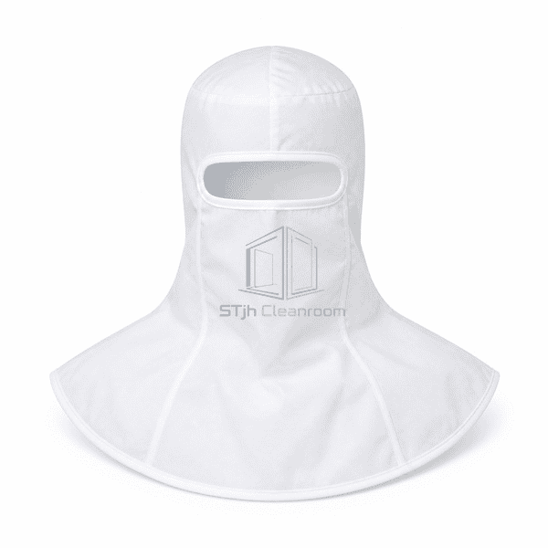 Cleanroom hood upright front view showing bound facial aperture