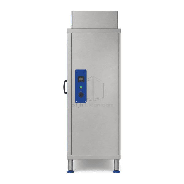 Side view showing top fan-filter unit and raised storage chamber