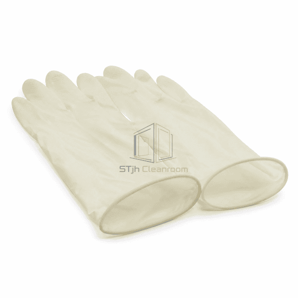 Natural latex gloves showing rolled beaded cuff openings