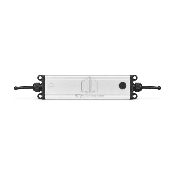 Straight front view of the constant-current LED driver four mounting ears input lead and output lead