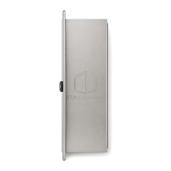 Side view showing shallow medicine cabinet box and recessed flange