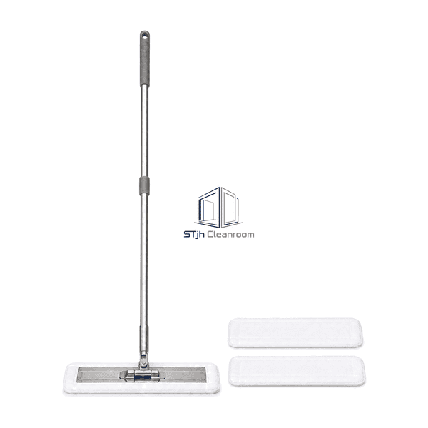 Front view of telescopic cleanroom mop and flat head