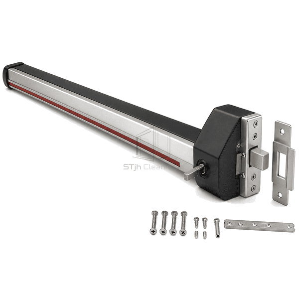 Complete touch bar with latch bolt strike and mounting interface