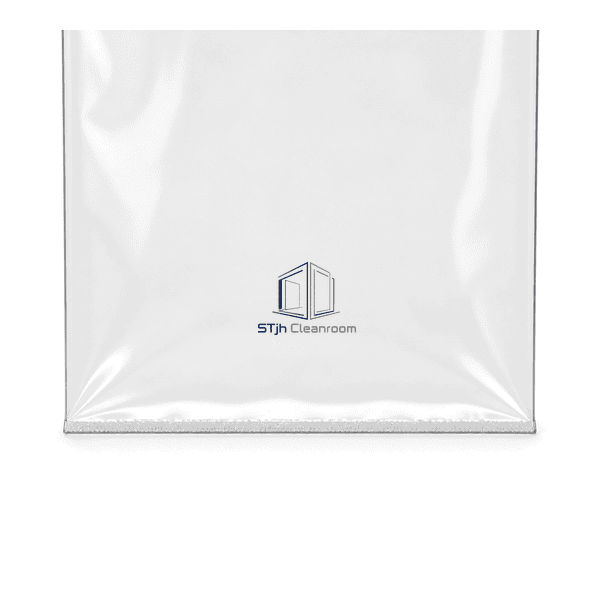 Close view of the cleanroom PE bag's continuous heat-welded bottom seam