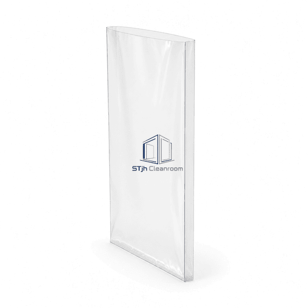 Side profile of clear cleanroom bag showing thin film and welded edge