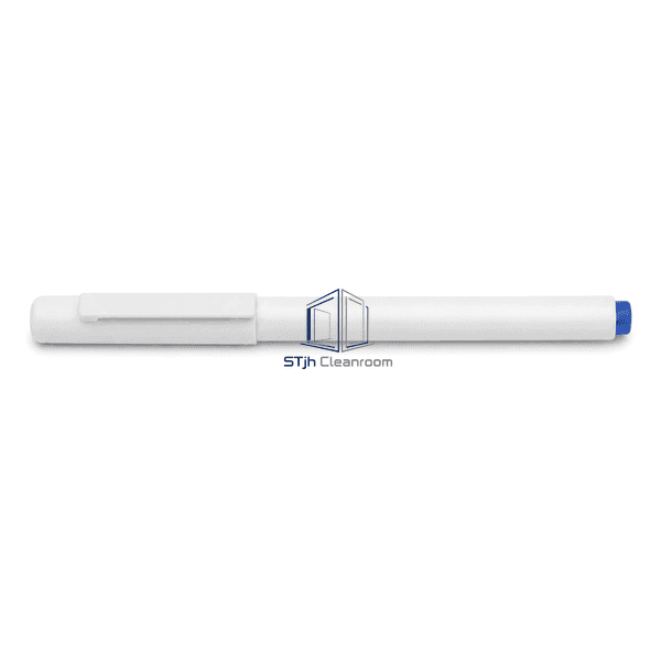 White cleanroom pen laid horizontally with complete capped outline