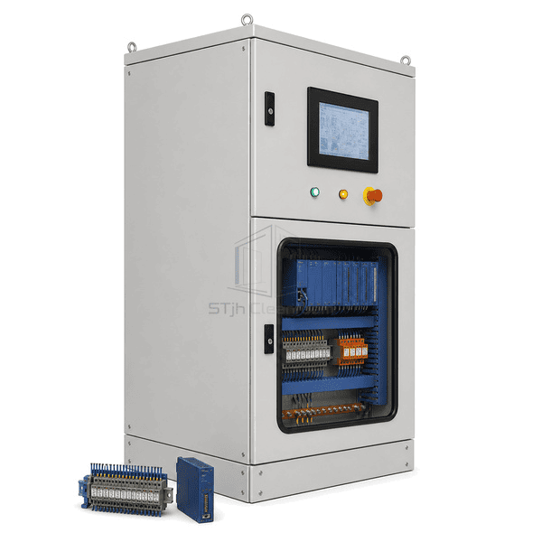 Horizontal layout of PLC modules, remote I/O and field terminal assemblies