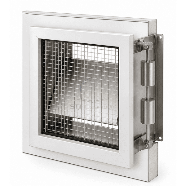 Complete pressure relief damper installed through a cleanroom wall section