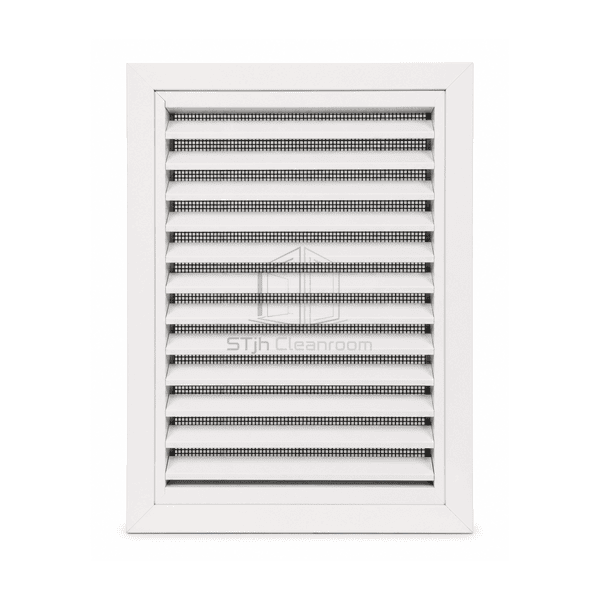 Straight front view of low-wall cleanroom return grille