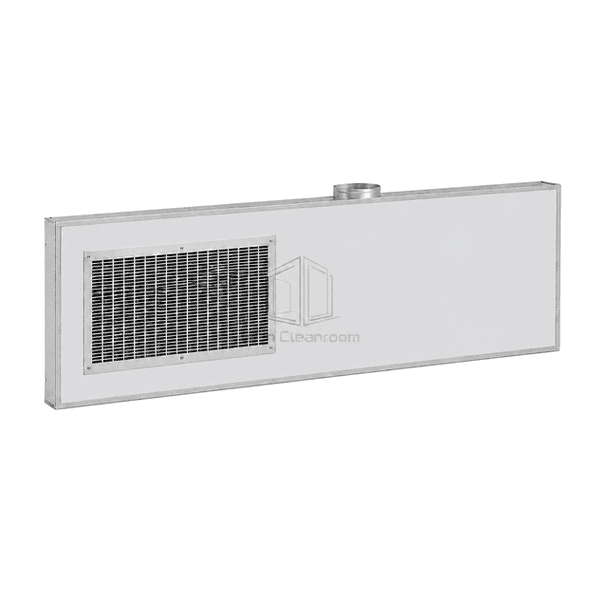 Horizontal view of the return grille and hollow wall-panel assembly
