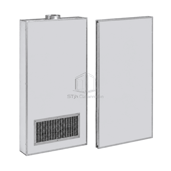Top connection and sealed edge of a cleanroom return-air riser panel