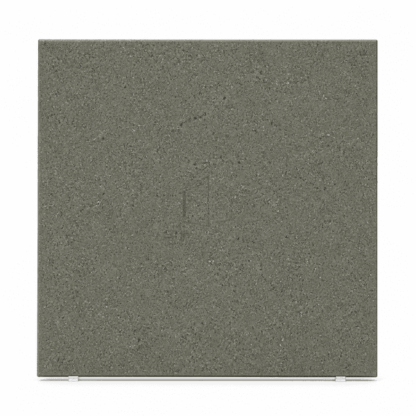 Upright front view of a moss-gray cleanroom rubber flooring sample
