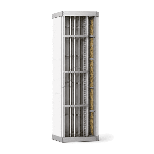 Side section showing the insulated liner and open utility chase