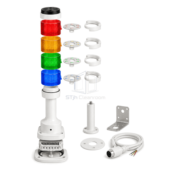 Side view showing smooth lens joints, support column and mounting base