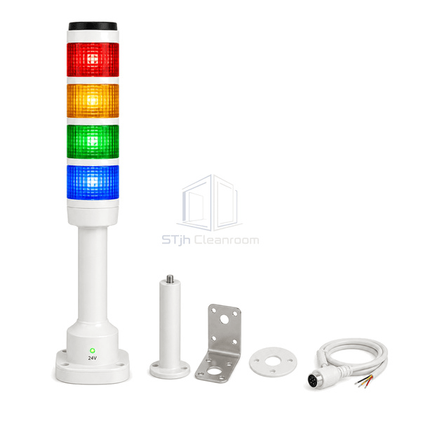 Vertical front view of multicolor cleanroom LED stack light