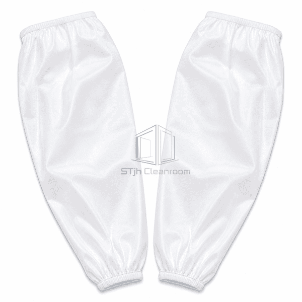Two cleanroom sleeve covers laid flat with full extended length