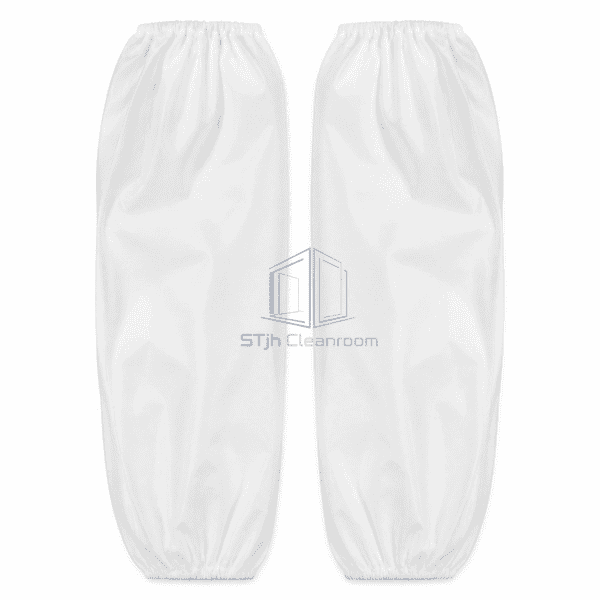 Cleanroom sleeve cover pair upright with covered elastic openings