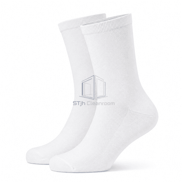 Side profile of cleanroom socks with shaped heels and enclosed toes