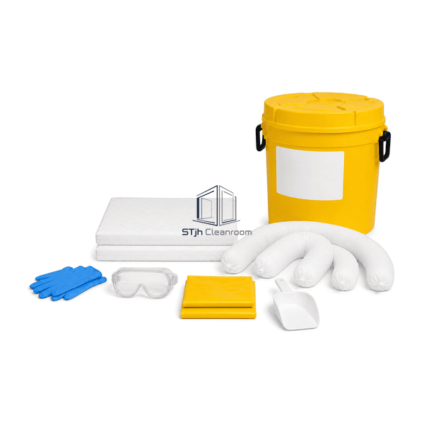 Side view of the spill kit showing portable container depth and carry handles
