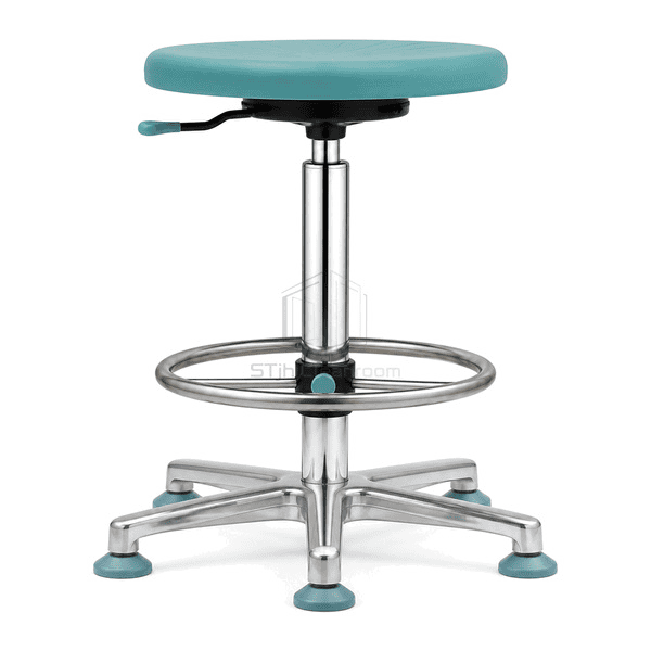Side view showing sealed stool seat and capped pneumatic column