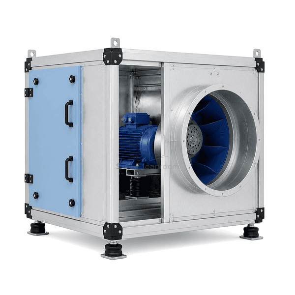 Opposite-side view of the complete insulated cleanroom supply fan package