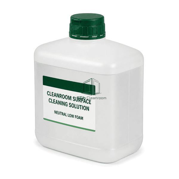 Wide cleanroom cleaning solution bottle sidewall and liquid-level view