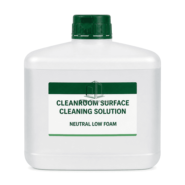 Neutral low-foam cleanroom cleaner bottle straight front label view