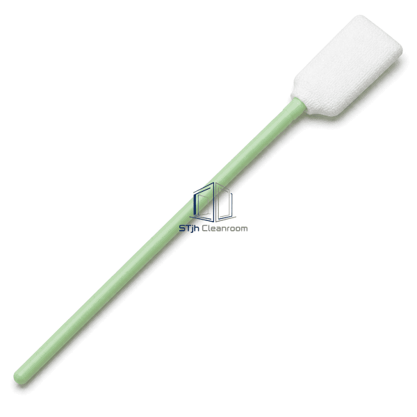 Complete swab emphasizing its thermally bonded head-to-handle neck