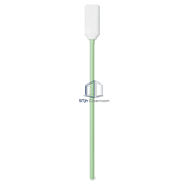 Upright front view of the complete rectangular-head cleanroom swab