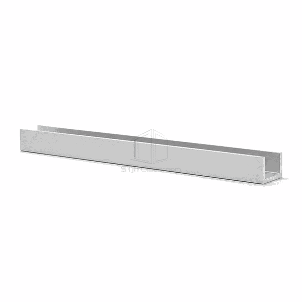 Horizontal cleanroom U-channel edge trim with full length visible