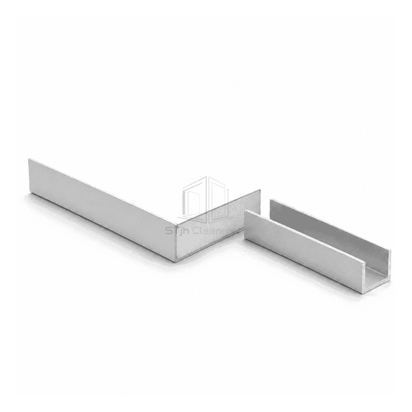 Close view of a sealed U-channel fitted over a cleanroom panel edge