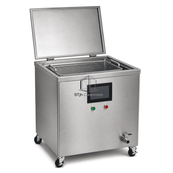Ultrasonic cleaner open tank and parts basket detail