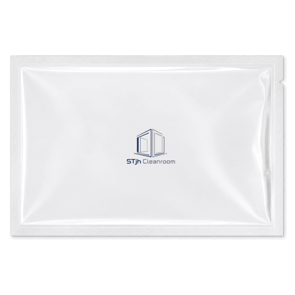 Clear cleanroom vacuum bag laid flat with complete rectangular outline
