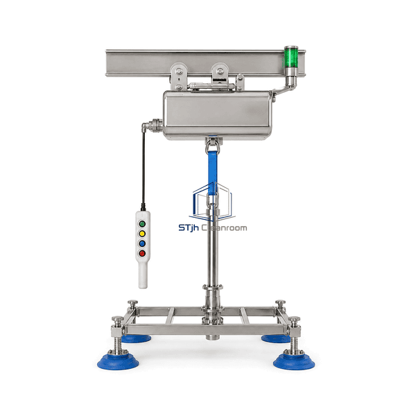 Cleanroom vacuum lifting system side-oriented view showing suspension and cup frame