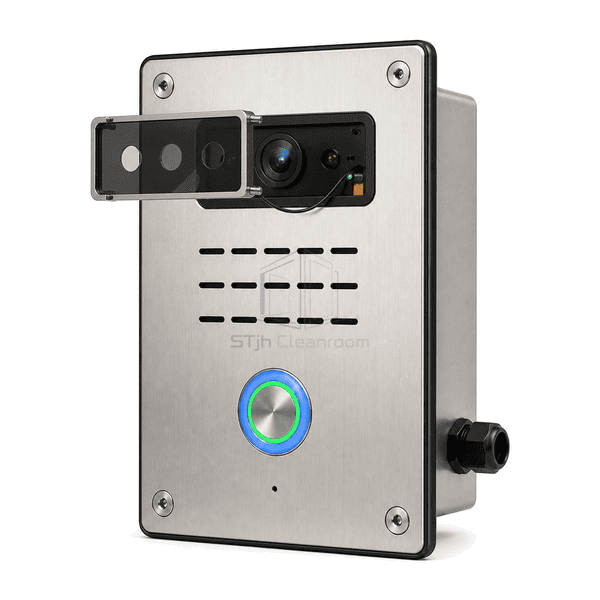 Close view of the sealed optical window and illuminated call-button ring