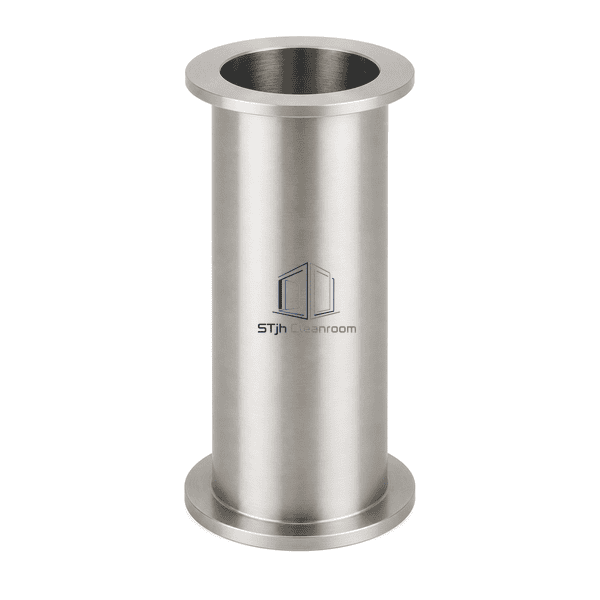 Upright view showing cleanroom wall sleeve bore and both end flanges
