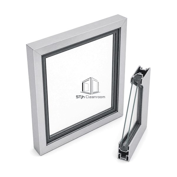 Reverse view of the cleanroom window gasket, glass spacer and aluminum retaining bead